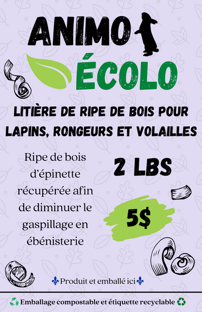 Litière de ripe de bois pour lapins, rongeurs et volailles